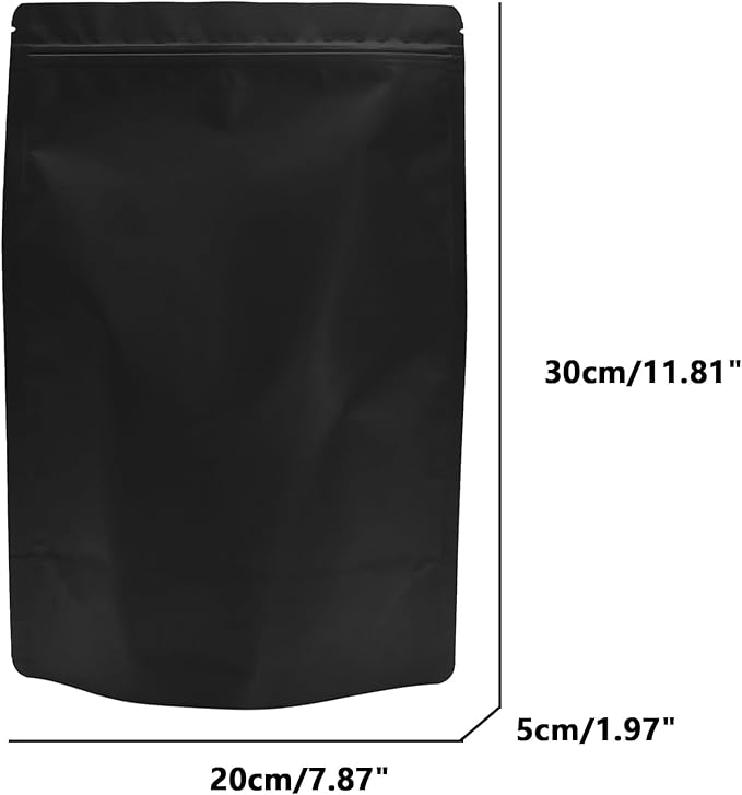 50PCS Smell Proof Resealable Pouch Bags,ULIFESTAR Aluminum Foil Flat Food Storage Bag,Sealable Pcsaging Zipper Pouches with Tear Notches for Pcsaging Lipgloss,Jewelry,etc(20*30cm/7.87*11.81",Black)