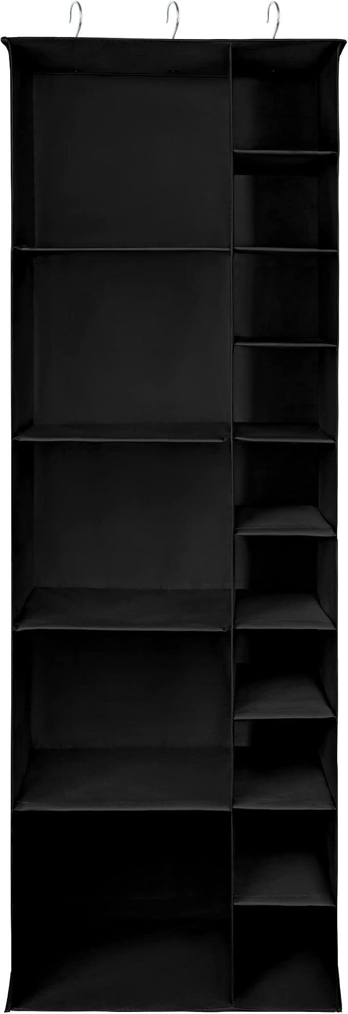 Libeder Shoe Organizer for Closet, 15 Shelf Hanging Closet Storage Shelves - 10 Shoe Rack Organizer and 5 Compartment for Clothes with 6 Side Mesh Pockets for Scarf, Socks,Gloves, Black