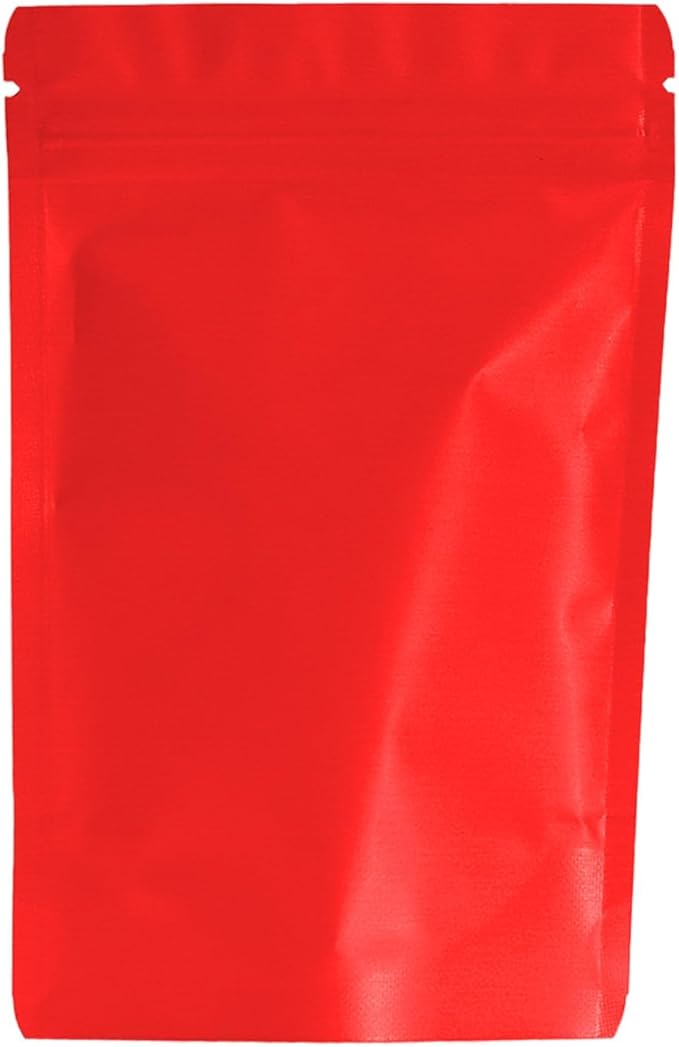 100PCS Smell Proof Resealable Pouch Bags,ULIFESTAR Aluminum Foil Flat Food Storage Bag,Sealable Pcsaging Zipper Pouches with Tear Notches for Pcsaging Lipgloss,Jewelry,etc(10 * 15cm/3.94 * 5.91",Red)