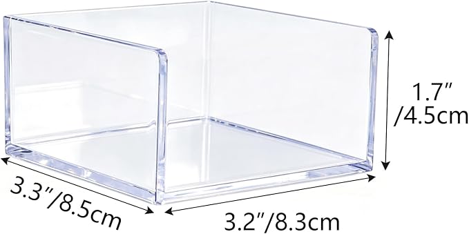 NatSumeBasics Clear Acrylic Sticky Note Holder Dispenser, Fits 3" x 3" Memo Cube, Aesthetic Desk Organizer for Office Supplies