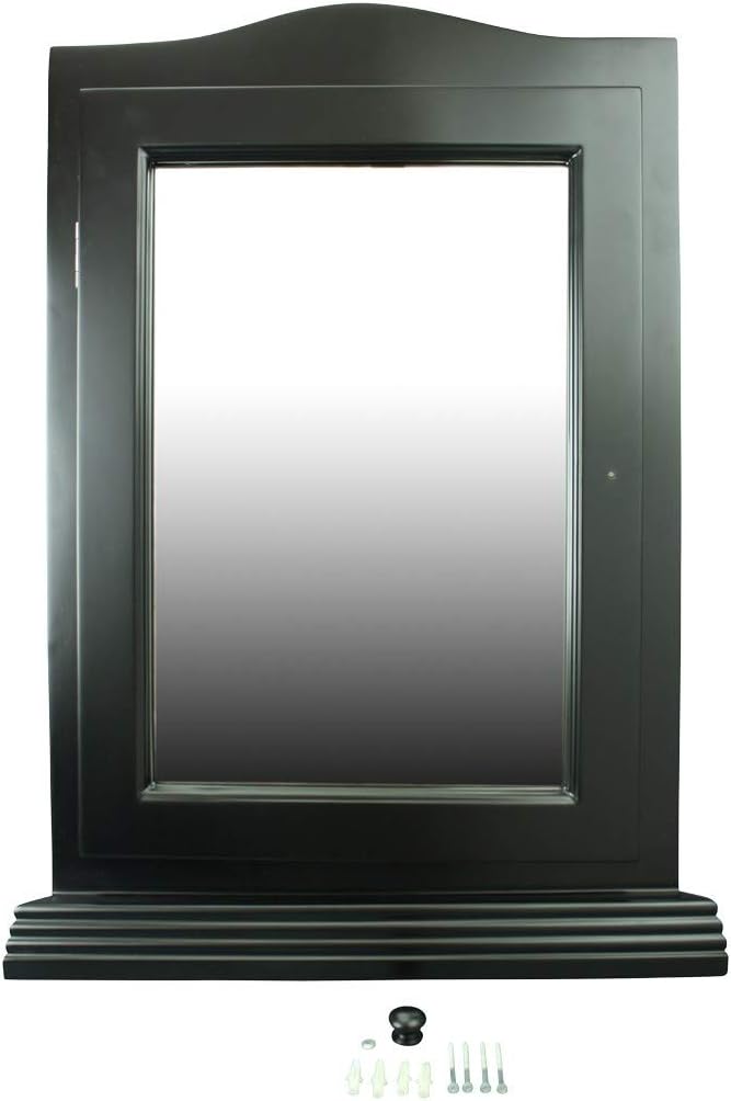 Renovators Supply Manufacturing Black Medicine Cabinets 27 1/8 in. X 20 1/8 in. Wooden Corner Bathroom Wall Medicine Cabinet with Recessed Mirror and Mounting Hardware