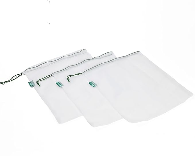 Earthwise Reusable Mesh Produce Bags - Washable Set of 9 Premium Bags, TRANSPARENT Lightweight, Strong SEE-THROUGH Mesh for shopping, transporting and storing fruits and veggies.