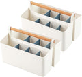 2 Pack Art Caddy Organizer Portable,Marker Box, Large Pen Holder for Desk, Art Supply Storage Bin with Adjustable Dividers for Colored Pencils,Markers,Craft Organizers (Blue Divider)