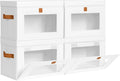 Homsorout Medium Fabric Storage Bins - Closet Shelf Organizer with Open Window, 4 Pack Closet Baskets for Shelves, Stackable Decorative Boxes for Home, Dorm, White, 13.7" x 9.8” x 9.8"