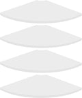 Homode Corner Floating Shelves, Set of 4 Round Corner Shelf Wall Mount with Cord Hole, 12 Inch Wood Curved Corner Hanging Shelf for Cable Box, Speaker, TV Cords, Books, Plants, White