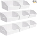 Homsorout Closet Baskets for Shelves - Decorative Storage Baskets with Handle, Trapezoid Closet Bins for Organization, Shelf Storage Bins for Clothes, Books, Home, Office, 8 Pack, White