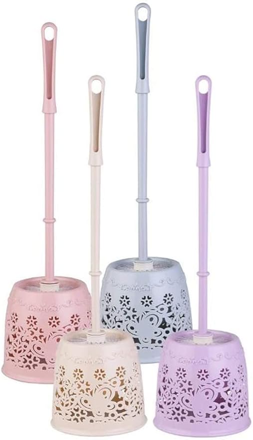 Toilet Brush Holder Toilet Bowl Brush Plastic Home Toilet Brush Holder Stand Guard Set Bathroom Cleaning Tools Cleaning Brush Long Handle Toilet Brush Toilet Brush Toilet Brush with Holder (Beige)