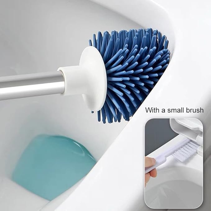 Toilet Brush and Holder Set, Wall-Mounted Floor-Standing Toilet Cleaning Tools with Base Home Cleaning Brush Bathroom Accessories (Color : Gray) (Orange)