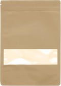 50PCS Foil Pouch Mylar Bags with Clear Window,ULIFESTAR Stand Up Sealable Bags with Tear Notches,Resealable for Food,Party Favors,Gift Packaging and Small Business(18 * 26cm/7.09 * 10.24",Gold)