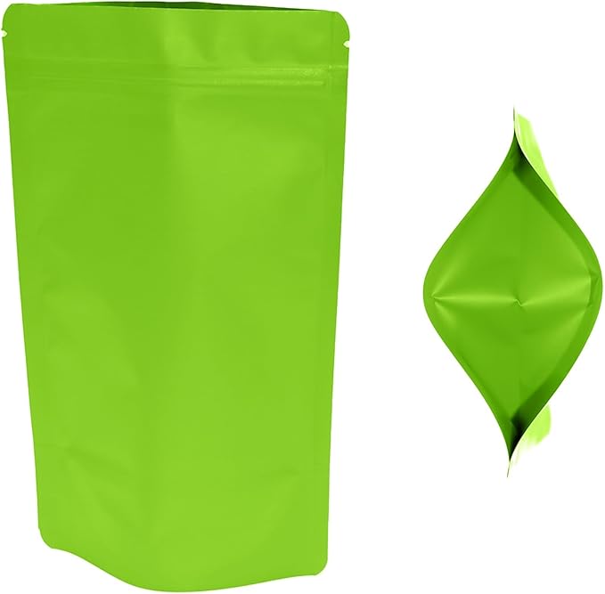 100PCS Smell Proof Resealable Pouch Bags,ULIFESTAR Aluminum Foil Flat Food Storage Bag,Sealable Pcsaging Zipper Pouches with Tear Notches for Pcsaging Lipgloss,Jewelry,etc(12*20cm/4.72*7.87",Green)