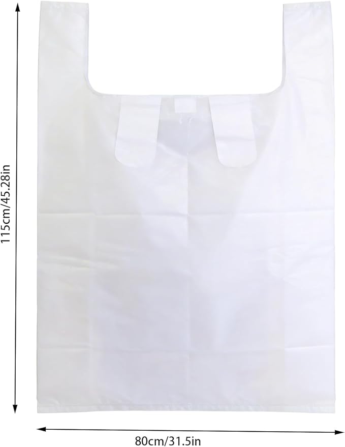 Moving Bags, 10 Pack Extra Large 200L 31" x 12" x 40" T-shirt Bags, 35 Microns Thick Heavy Duty Clothes Quilt Storage Carrying Bags - Milky