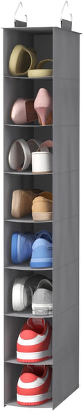 Lifewit 8 Section Hanging Shoe Organizer for Closet, Folding Shoe Racks, Fabric Shoes Storage with Two Hangers, Closet Organizers and Storage for Wardrode, Dorm, 11.8" L X 5.9" W X 41" H, Gray