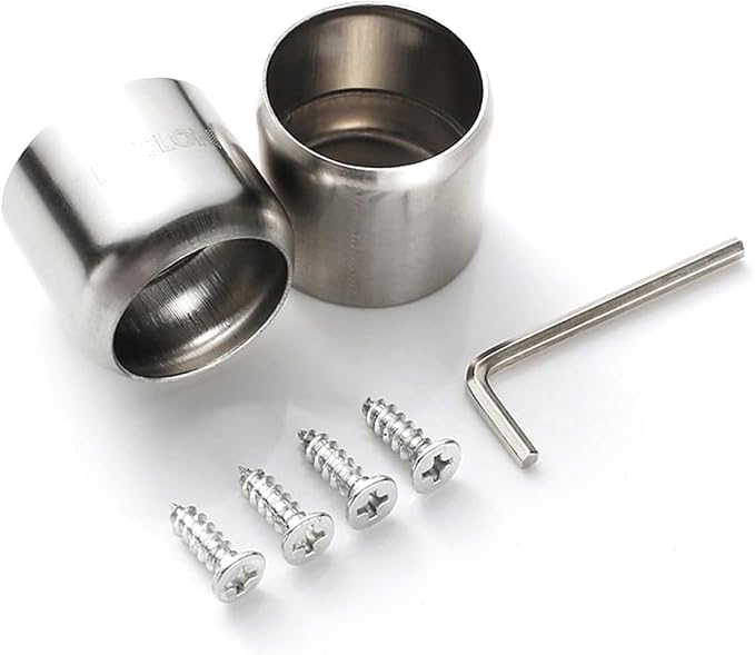Hanging Closet Rod Heavy Duty with End Caps Adjustable Closet Rod 16-26 Inches Stainless Steel Silver Quantity-1pcs