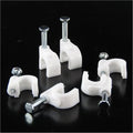 HS 7mm Ethernet Cat6 Cable Clips Clamps RG6 with Steel Nail (200 Pack),Wire Clips White for Wall,Cord Management