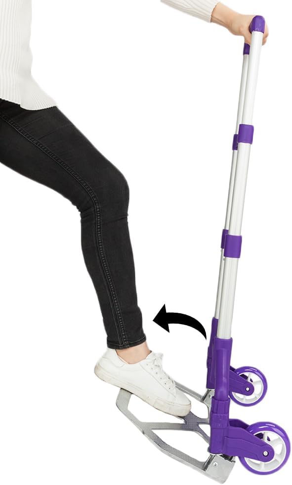 Folding Hand Truck Dolly, 200 lbs Capacity Dolly Cart, Aluminum Portable Foldable Hand Cart with Retractable Handle, Ideal for Shoping, Office, Travel, Moving, Purple