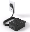Power Strip Surge Protector, HANYCONY 5Ft Ultra Thin Flat Extension Cord with Multiple Outlets, 8 Widely Outlet Extender 4 USB Ports(2 USB C), 1080J Wall Mount for College Dorm Room Essentials Black