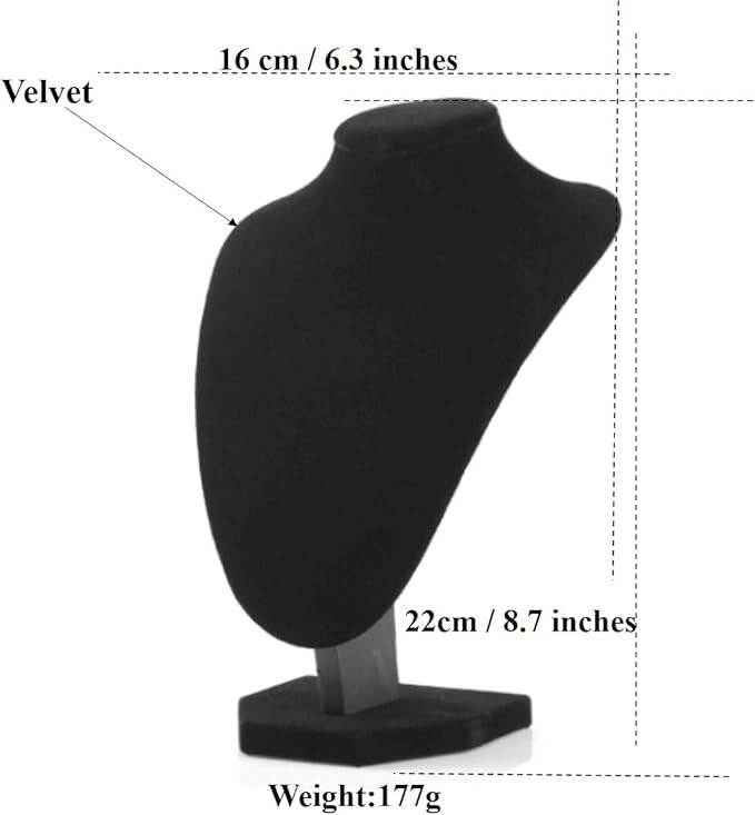 Comelyjewel 3pcs Jewelry Display Set – Velvet Necklace Stand & Bracelet Holder, Tangle-Free Jewelry Organizer for Home & Craft Show Display, Black Necklace Holder Stand for Vendors & Vanity