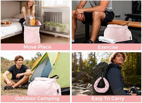 Compression Travel Laundry Bag for Dirty Clothes, Pump-Free Laundry Bag for Suitcase & Dorm, Waterproof Wet Dry Clothes Organizer, Large Capacity Space Saving Travel Bag (1 Pcs)(Pink, M)