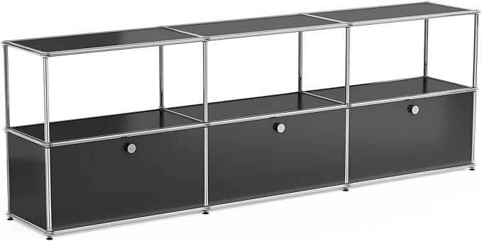 Modern Storage Cabinet Black G Versatile Free-Standing Organizer for Home Office Décor, Green (Black, G-15 D x 90" W x 29" H)