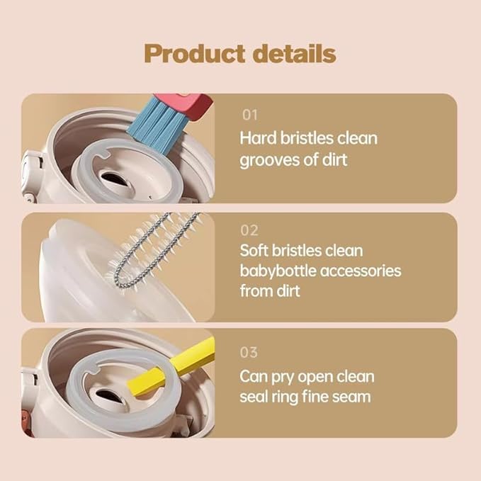 3 in 1 Cup Lid Gap Cleaning Brush Set, Multifunctional Insulation Bottle Cleaning Tools, Mutipurpose Tiny Silicone Cup Holder Cleaner, Home Kitchen Cleaning Tools