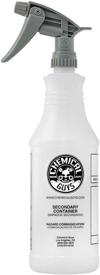 Chemical Guys Professional Spray Bottle, Chemical Resistant, 32 Oz | Heavy-duty bottle and adjustable sprayer shift from fine mist to jet stream, built for strong detailing chemicals
