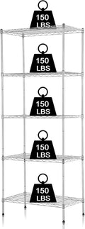 Meet perfect 5-Tier Wire Shelving Unit, 24" W x 14" D x 60" H Metal Storage Rack, NSF Certified Heavy Duty Garage Shelves, 750 lbs Capacity Adjustable Pantry Organizer for Kitchen, Laundry, Office
