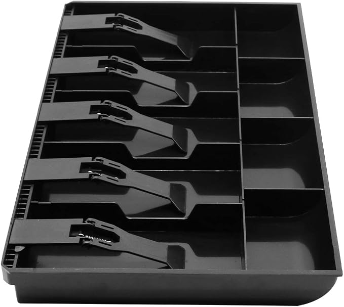 Cash Register Drawer Insert Tray with 5 Bill/4 Coin Compartments for Money Storage, Black