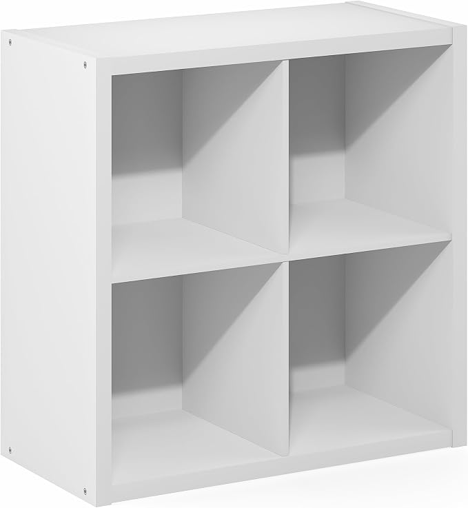 Furinno Cubic 4-Cube Closet Organizers and Storage, Closet Organizer, White | Open Shelf Closet Storage, Closed Back, Extra Thick Frame, for Wardrobe, Bedroom, Living Room