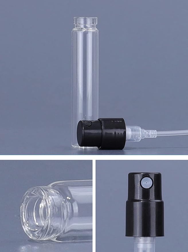 Mini Perfume Travel Refillable Bottle Cologne Sample Pocket Small Empty Glass Spray Bottles Travel Size Atomizer Bottle (50Pack-1.5ML)