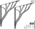 Rustic Tree Chrome Heavy Duty Shelf Brackets 12 inch by Balin Designs, Silver Decorative L Brackets, Iron Metal Floating Shelf Bracket, Wall Mount Shelving Bracket, Included Hardware, Set of 2