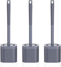 Toilet Bowl Brush and Holder, 3 Pack Compact Toilet Brush Set with Nylon Bristles Toilet Brush Hidden Scrubber Brushes for Bathroom Cleaning—Blue