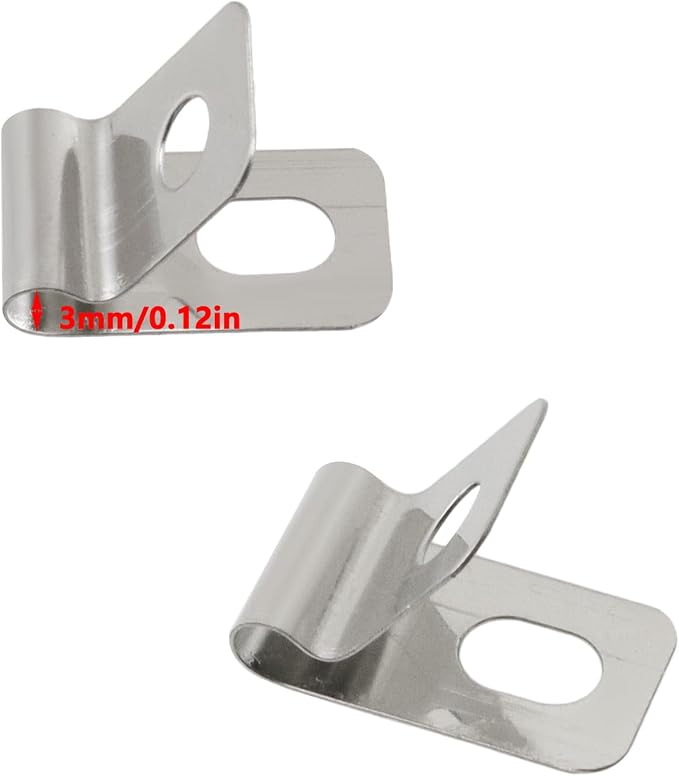 Antrader R-Type Cable Clips,3mm/0.12" Cable Clamps with Screws,100Pcs | 304 Stainless Steel Wire Clips Cord Clamp for Wood,Metal or Vinyl