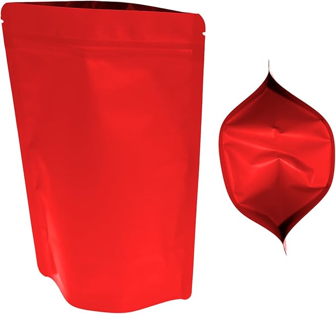 100PCS Smell Proof Resealable Pouch Bags,ULIFESTAR Aluminum Foil Flat Food Storage Bag,Sealable Pcsaging Zipper Pouches with Tear Notches for Pcsaging Lipgloss,Jewelry,etc(14 * 20cm/5.51 * 7.87",Red)