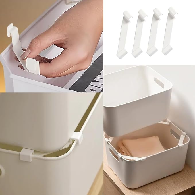 20 Pack Storage Bins Stackable Clip Stacking Buckle Stand Space Saving Support for Stackable Plastic Storage Bins Pantry Organizer Cabinet Storage Container Baskets Maximum Home Organization