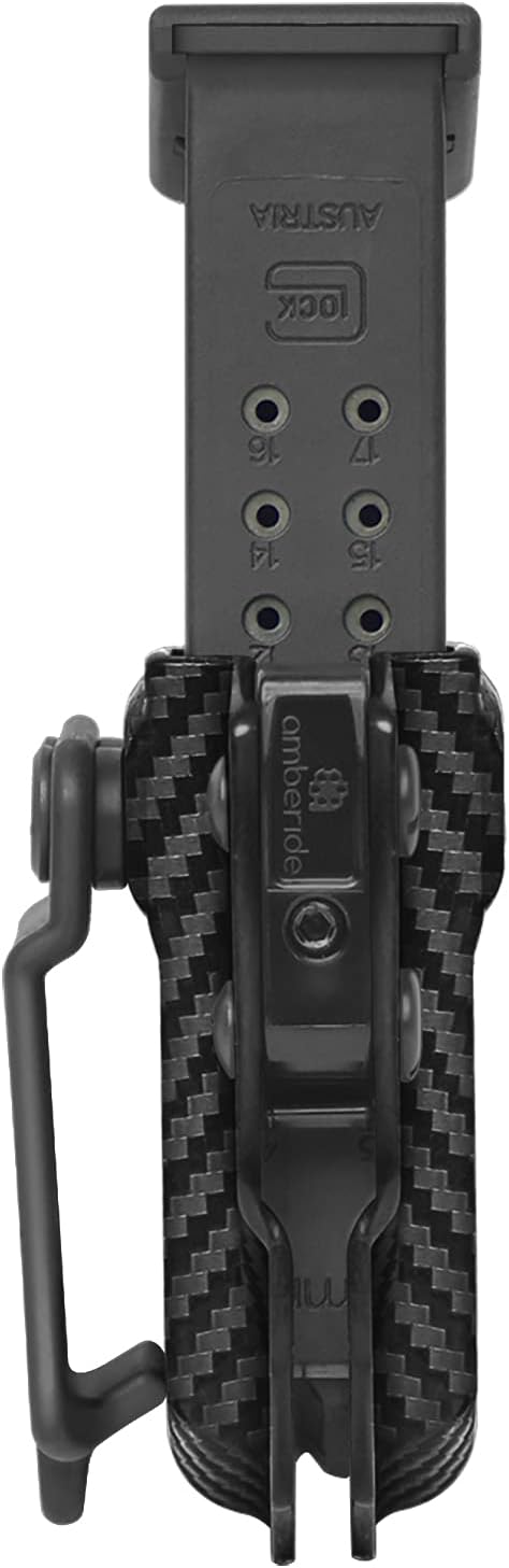 Amberide Universal IWB/OWB Kydex Mag Carrier for 9mm / .40 & .45 ACP Magazines, Single and Double Stack, Adjustable Retention, Ambidextrous, Fits 1.5" Belt, Made in USA