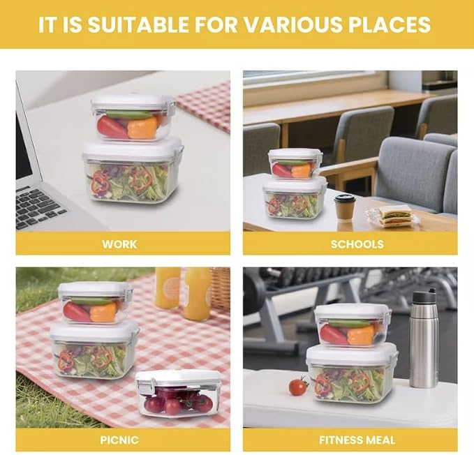 8Pcs Vacuum Seal Food Storage Containers, BPA-Free, 5X Longer Freshness, Leakproof Organizers, Ideal for Fruits, Veggies, Leftovers, Dishwasher Safe, Kitchen, Outdoor (8)