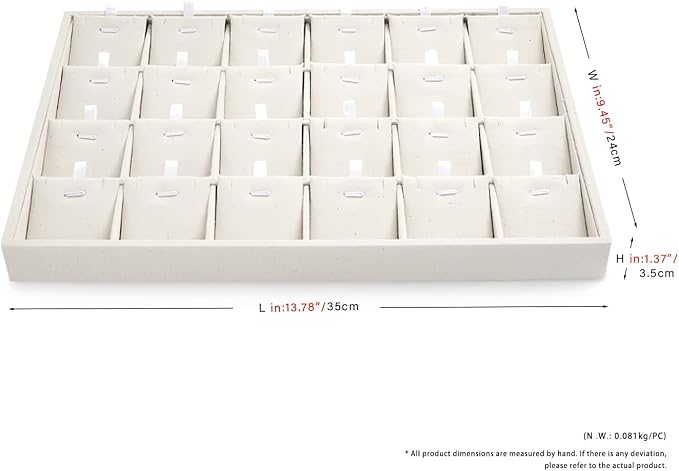Oirlv Stockable 24 Grids Insert Jewelry Tray Pendant Earrings Storage Trays Showcase Display Organizer