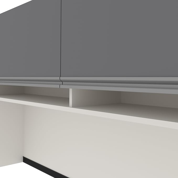 BESTAR Connexion U-Shaped Workstation with Two Oversized Pedestals, Slate/Sandstone | With Two Oversized Pedestals; Durable 1" grade work surface with melamine finish that resist scratches