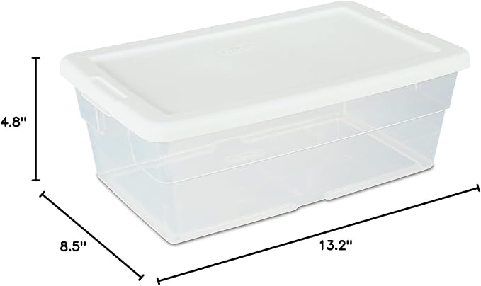 Sterilite Storage Box 13.5" X 8.3" X 4.8", 6 Qt. Clear - Pack of 6