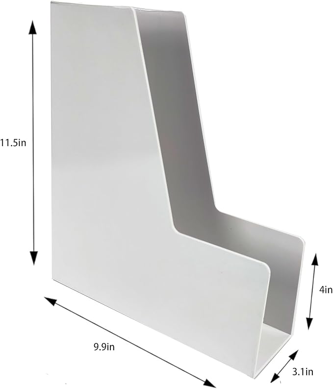 Vertical File Holder, Plastic Document and Magazine Organizer, Multi-purpose Document Organizer for Home Office (White)