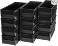 Storage Bin, Multibox RK401606 With 4 Dividers, Drawer Organizer, Multipurpose Plastic Stacking Container, Black, 16x4x6 Inches, Medium Size, 12 pack