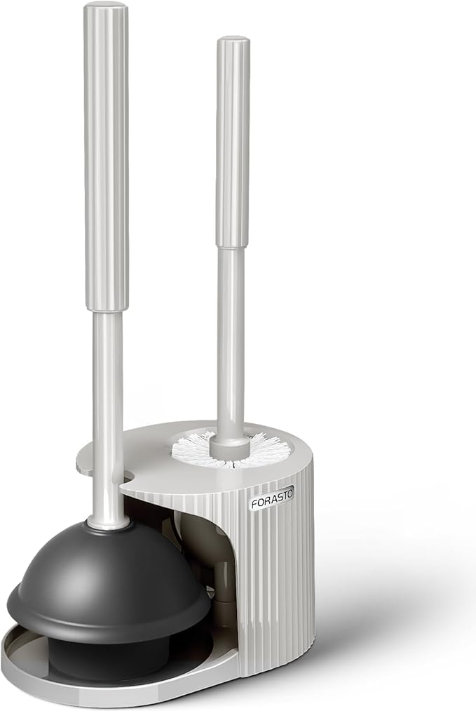 FORASTO 2 in 1 Toilet Plunger and Brush Set,Extended Handle Plunger,Toilet Bowl Brush Plunger Set,Bathroom Cleaning Tools,Cleaning Brush,Toilet Brush Plunger Combo,Light Grey（20.8inch） | 20.8" Extended, Apartment Must Haves, Accessories Decor, Essentia...
