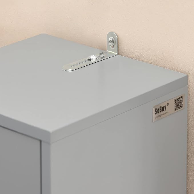 SoBuy Bathroom Storage Cabinet Adjustable Shelves, Tall Narrow, Gray | Freestanding Bathroom Organizer With Customizable Shelves, Fit Small Laundry & Bathroom Corners, BZR34-HG