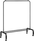 Rolling Clothes Rack Metal Clothing Rack with Wheels Garment Rack with Bottom Shelf for Hanging Clothes Shirts Jeans and Coats Black