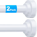 TEECK 2 Pack Shower Curtain Rod, 32-43 inch Adjustable Spring Tension Curtain Rod, Never Rust Anti-Slip Shower Curtain Rod for Bathroom, No Drilling, Never Collapse, Easy to Use, White