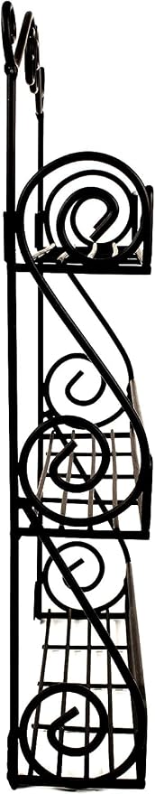 FitWell Scroll Wall Mount Spice Rack, 3-Tier, Traditional Spice Rack Cabinet & Kitchen, Beauty & Nail Polish Organizer for Bathroom, Scroll Wall-Mounted (Black)