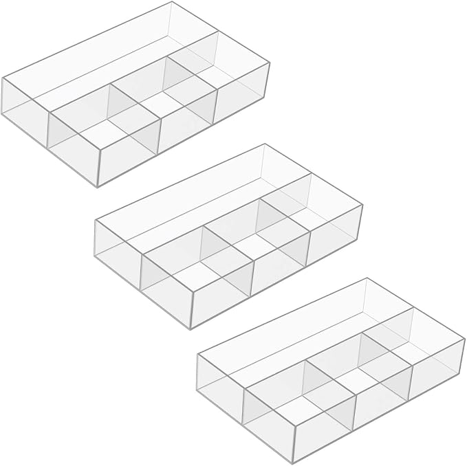 JessLab Acrylic Makeup Organizers, 3-Pack Bathroom Organizer for Drawer, Cosmetic Display Cases for Vanity, Countertop, Desk, Kitchen, and Cabinet Storage