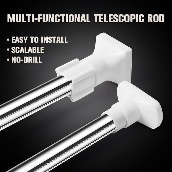 Closet Rod,Heavy-DutyTension Rod,Adjustable Closet Rods for Hanging Clothes,Rust-Resistant Tension Bathroom Rod for Window,Bathroom,Closet,Room Divider Without Drilling (35.43-62.99in)