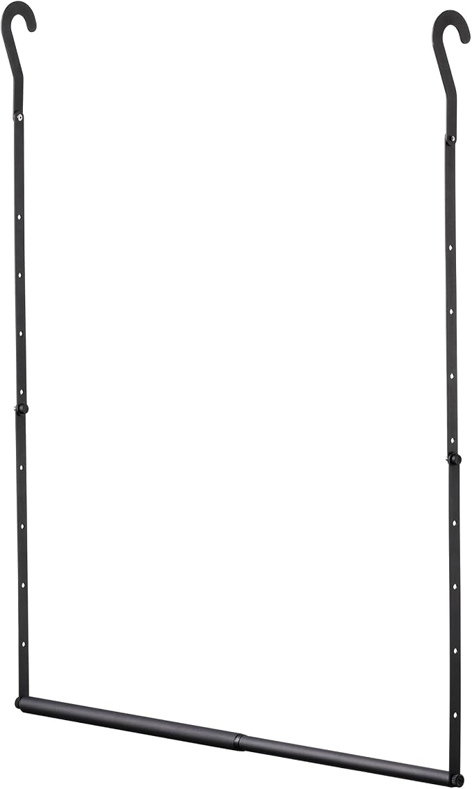 Hanging Closet Rod, Hanging Clothes Organizer, Adjustable, 1 Pack | Metal, Black, Heavy Duty, Space-Saving