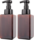 2 Pack Foaming Soap Dispenser 15oz Refillable Foam Liquid Hand Soap Empty Plastic Pump Bottle Container for Bathroom Vanities, Kitchen Sink, Hospital, Clinic, Amber Brown 450ml